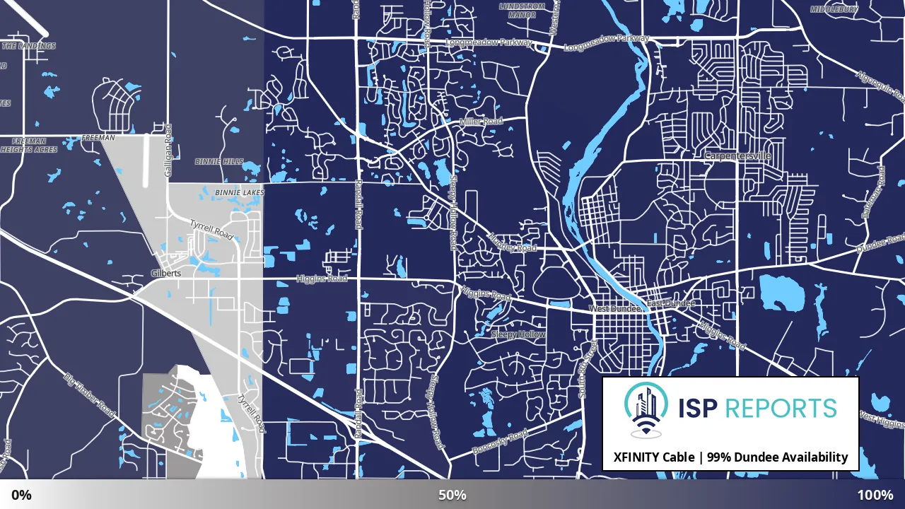 Dundee, IL map of internet availability