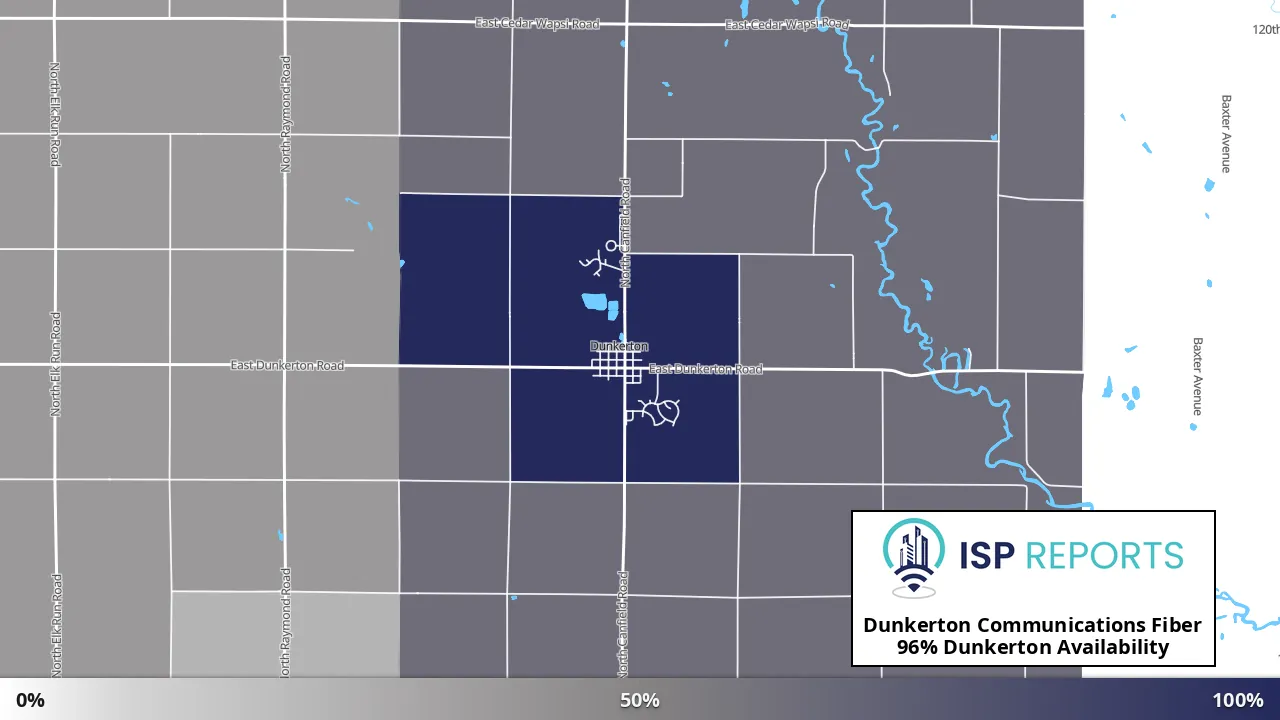Dunkerton, IA map of internet availability