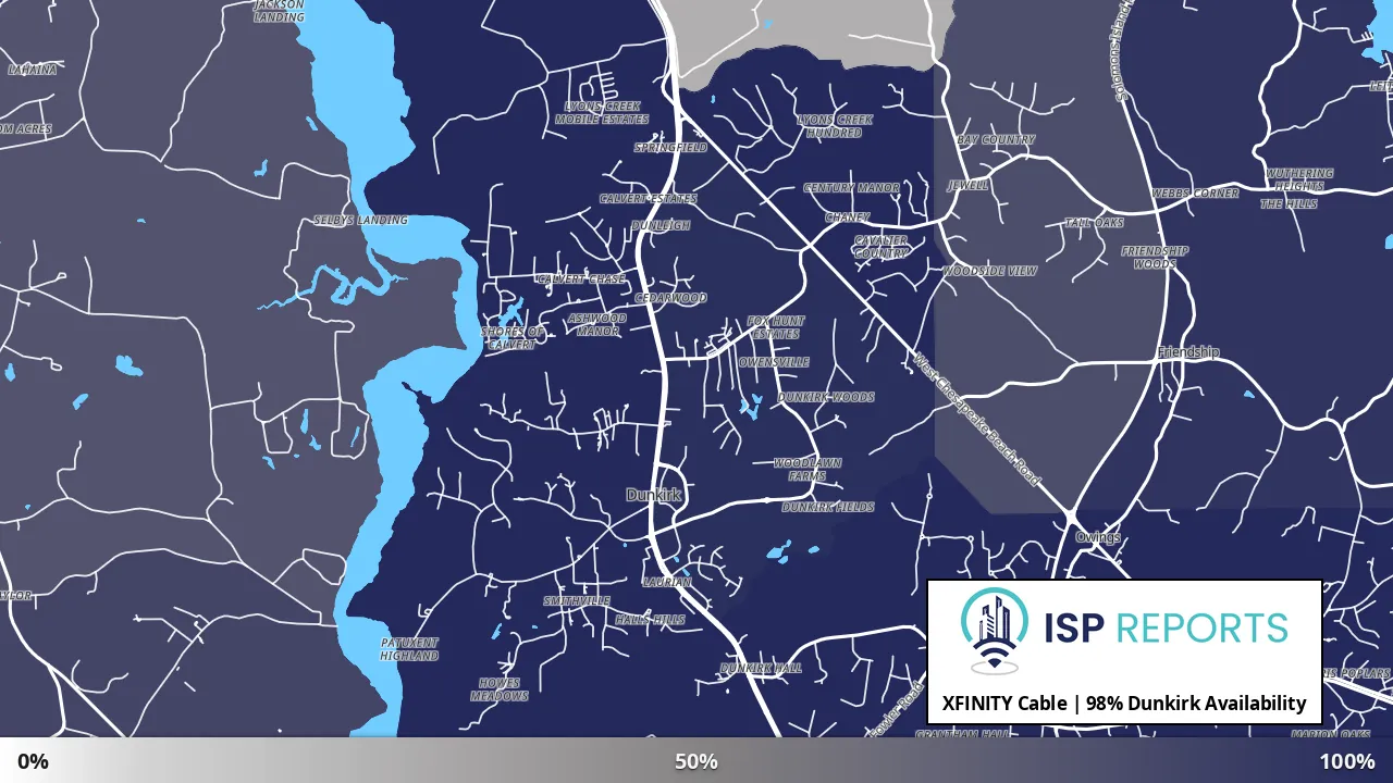 Dunkirk, MD map of internet availability