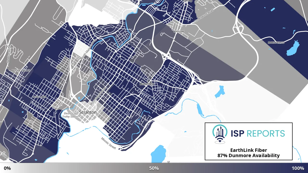 Dunmore, PA map of internet availability