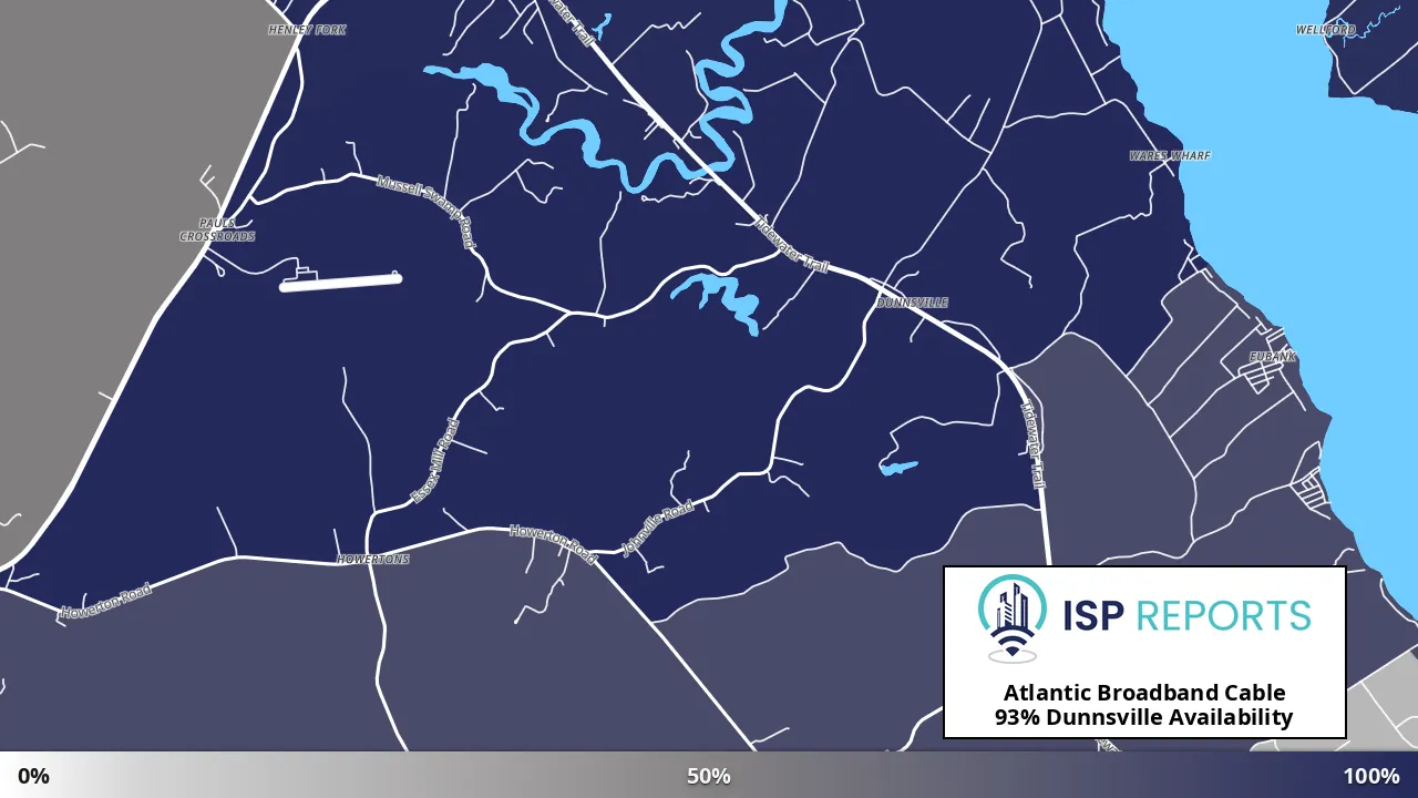 Dunnsville, VA map of internet availability