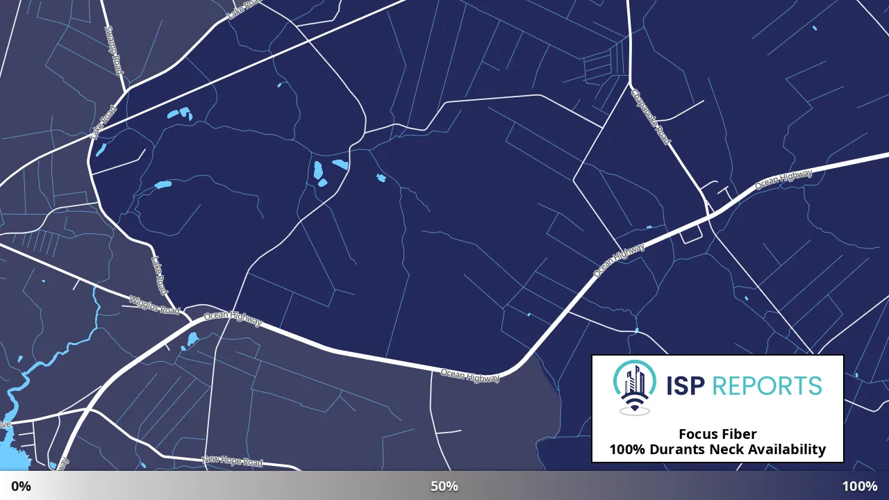 Durants Neck, NC map of internet availability