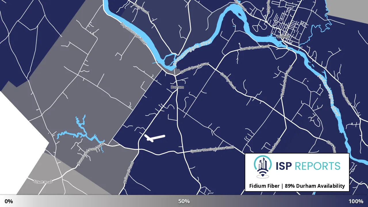 Durham, ME map of internet availability