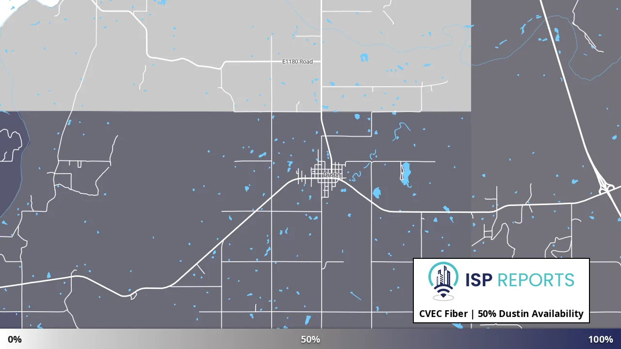 Dustin, OK map of internet availability