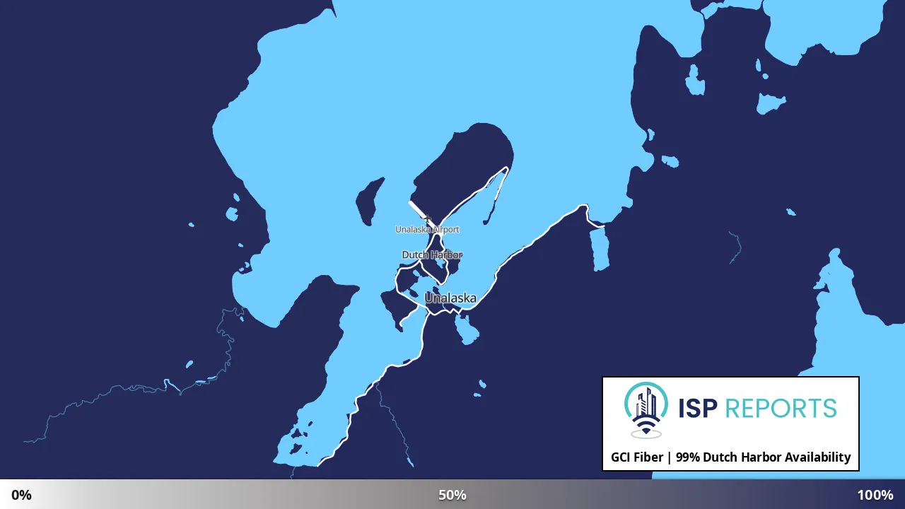 Dutch Harbor, AK map of internet availability