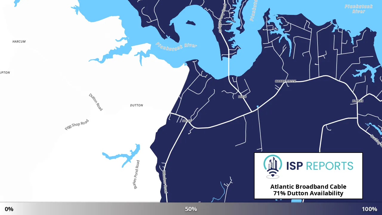 Dutton, VA map of internet availability