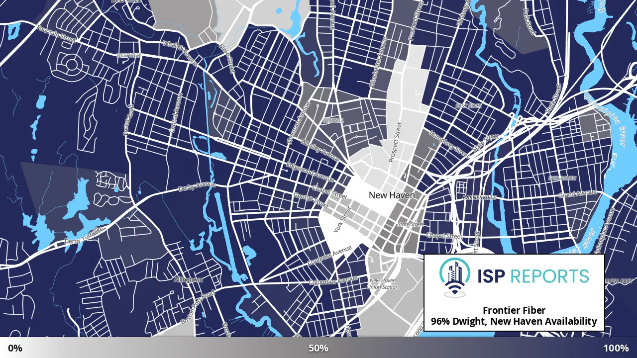 Dwight, New Haven, CT map of internet availability