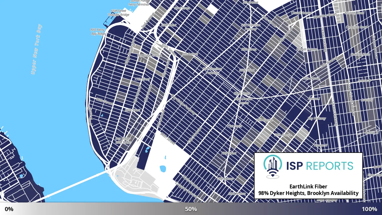 Dyker Heights, Brooklyn, NY map of internet availability