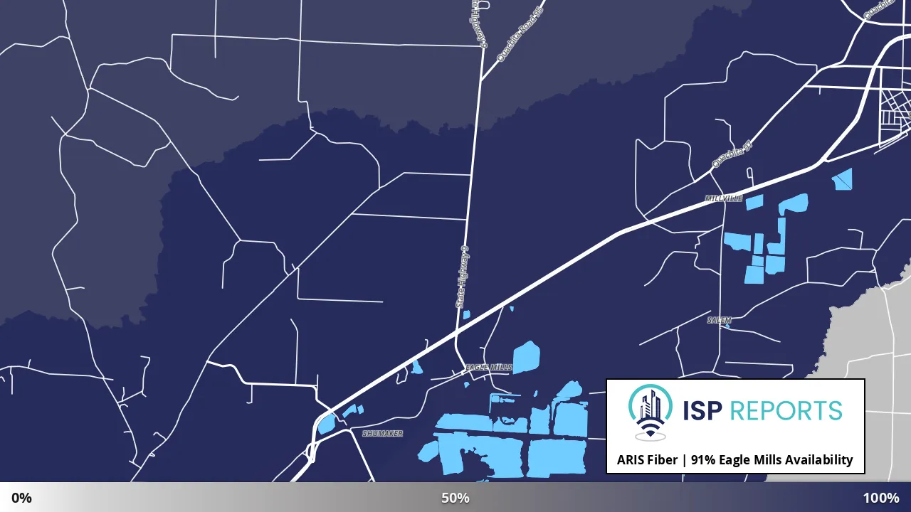 Eagle Mills, AR map of internet availability