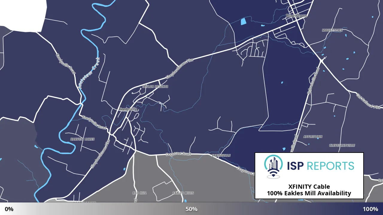 Eakles Mill, MD map of internet availability
