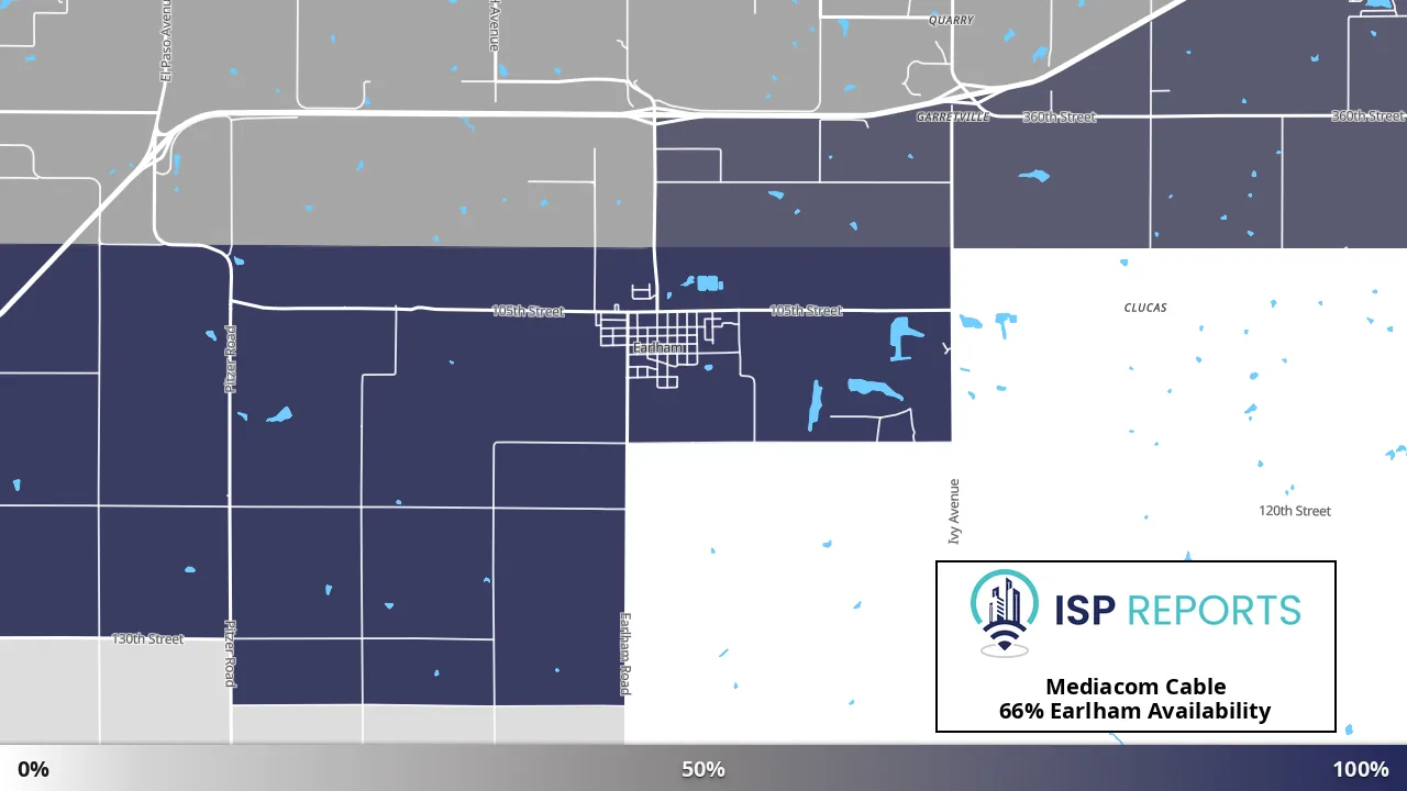 Earlham, IA map of internet availability