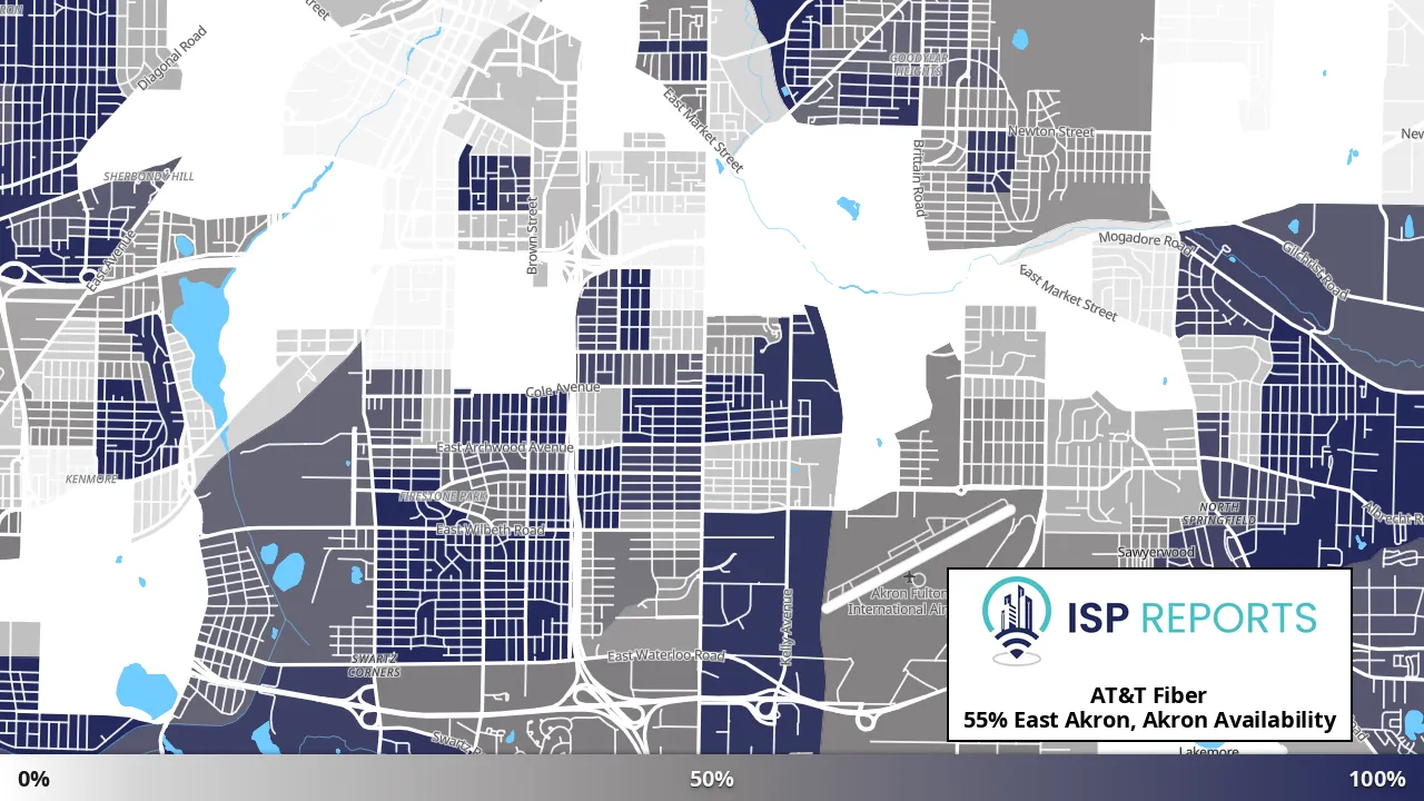 East Akron, Akron, OH map of internet availability