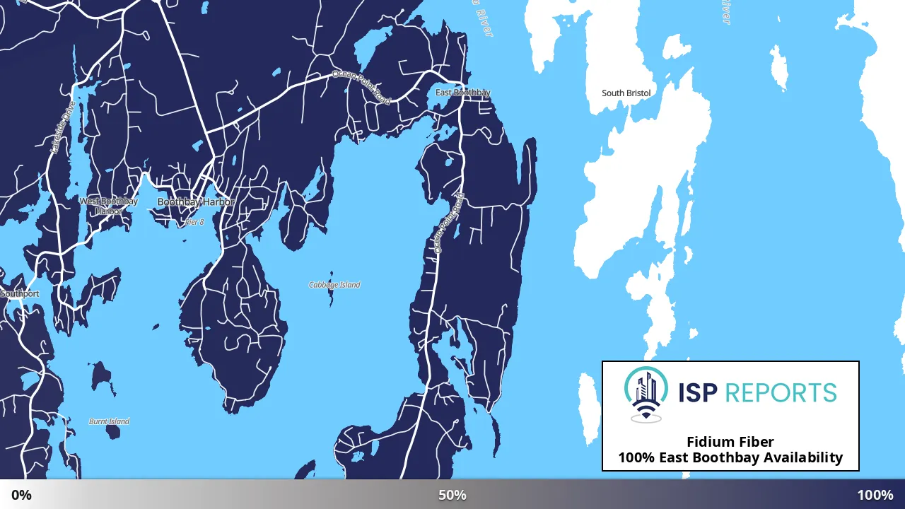 East Boothbay, ME map of internet availability