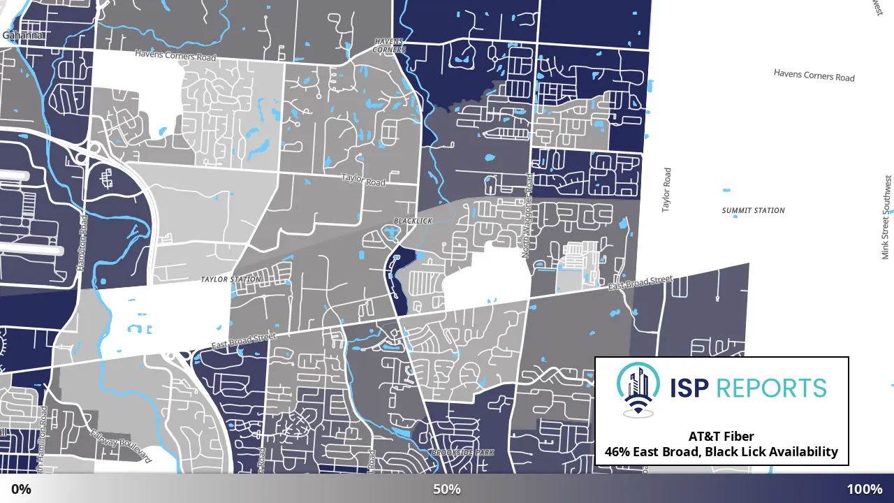 East Broad, Black Lick, OH map of internet availability