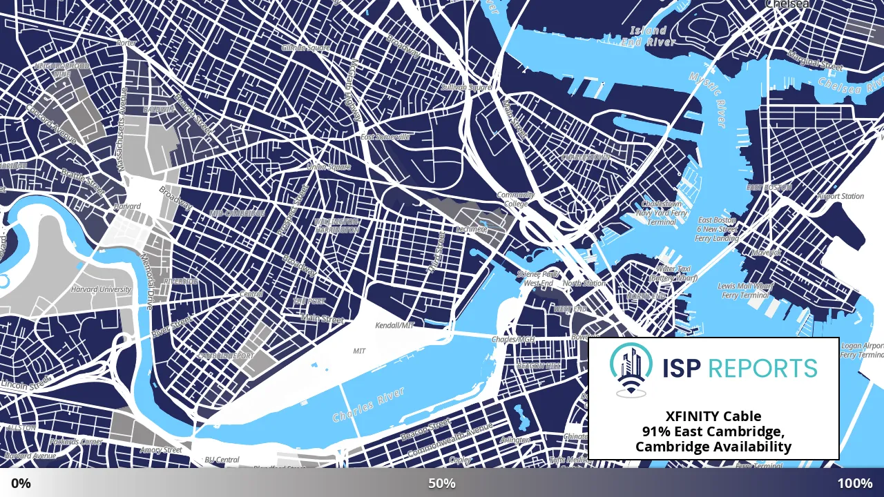 East Cambridge, Cambridge, MA map of internet availability
