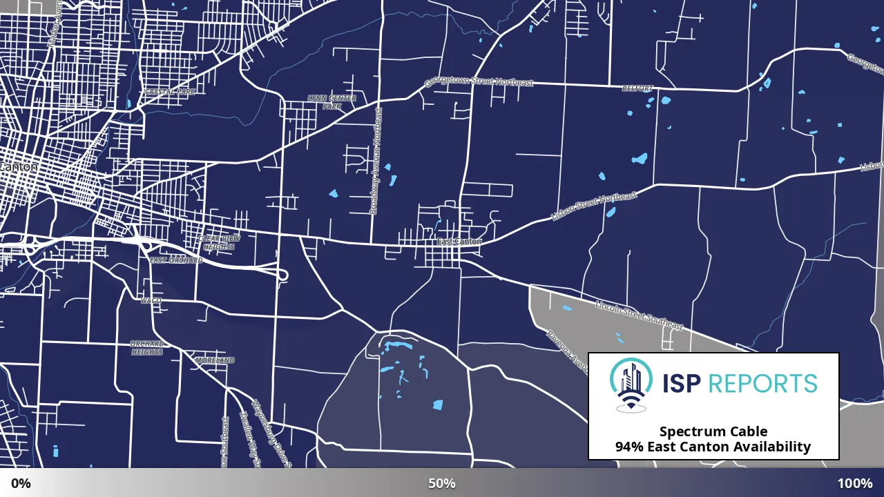 East Canton, OH map of internet availability