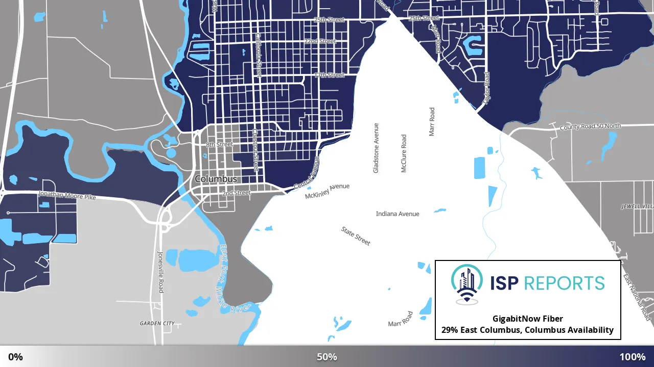 East Columbus, Columbus, IN map of internet availability