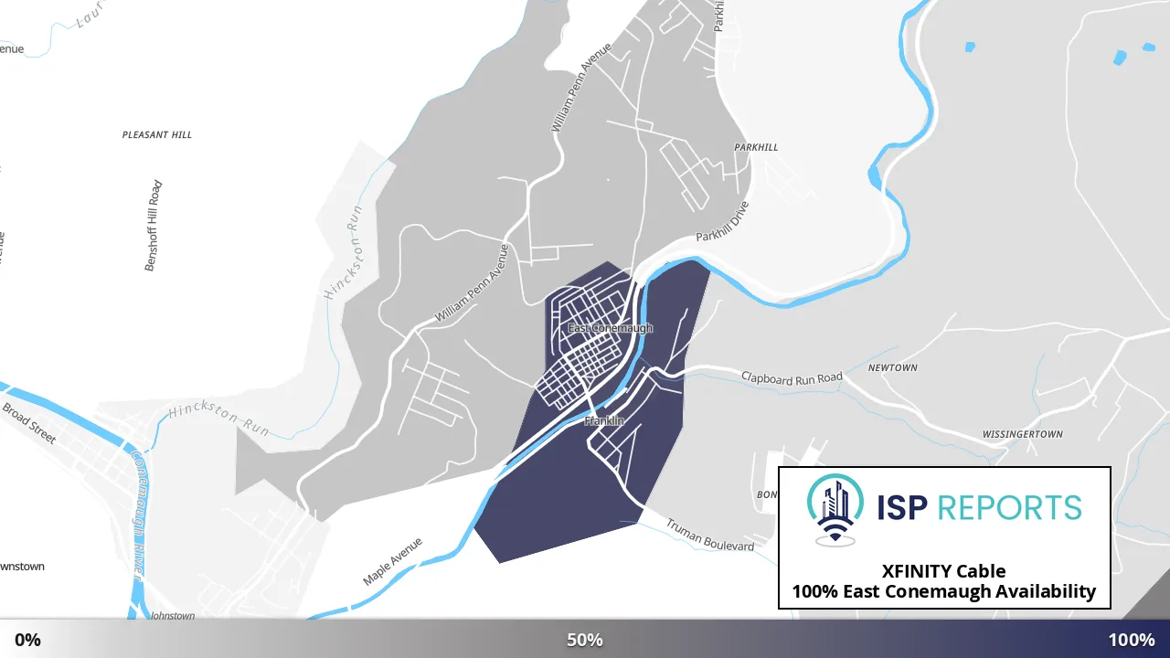 East Conemaugh, PA map of internet availability