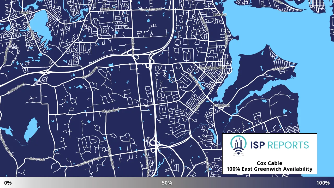 East Greenwich, RI map of internet availability