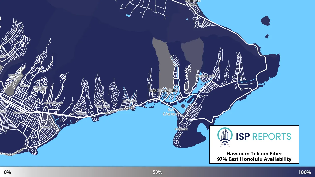 East Honolulu, HI map of internet availability