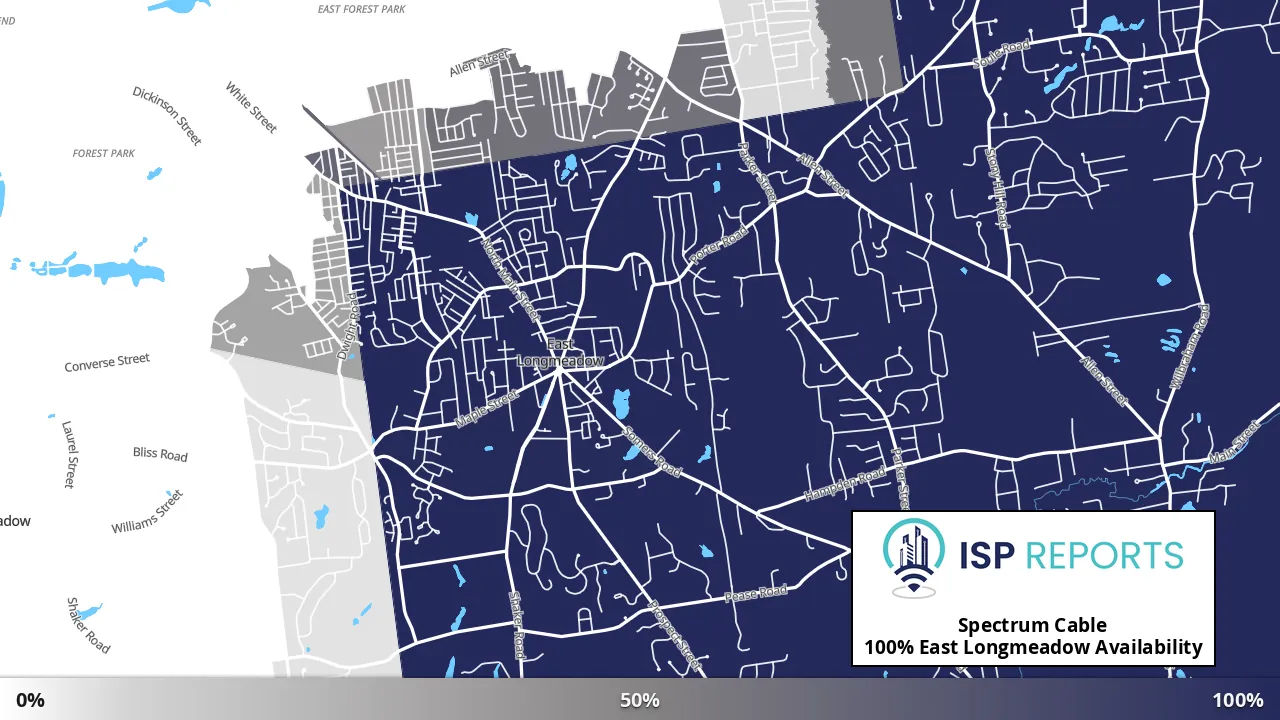 East Longmeadow, MA map of internet availability