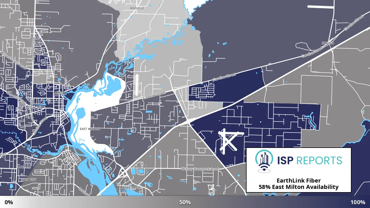 East Milton, FL map of internet availability