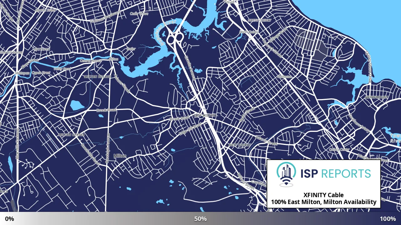 East Milton, Milton, MA map of internet availability