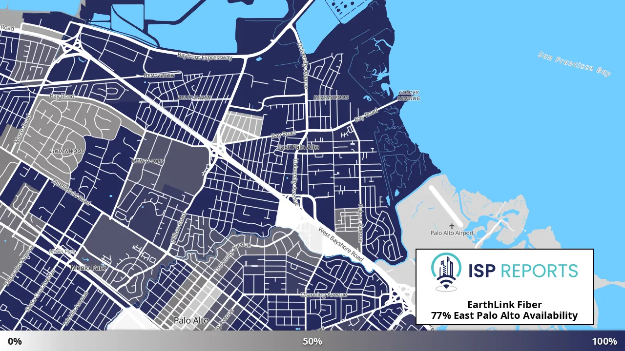 East Palo Alto, CA map of internet availability
