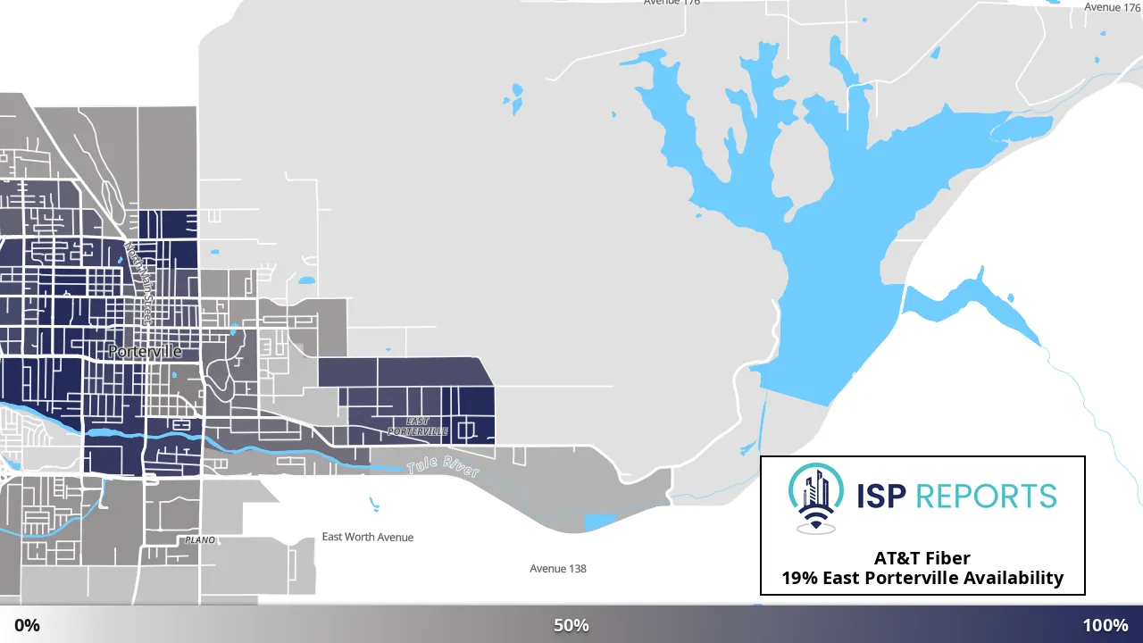 East Porterville, CA map of internet availability