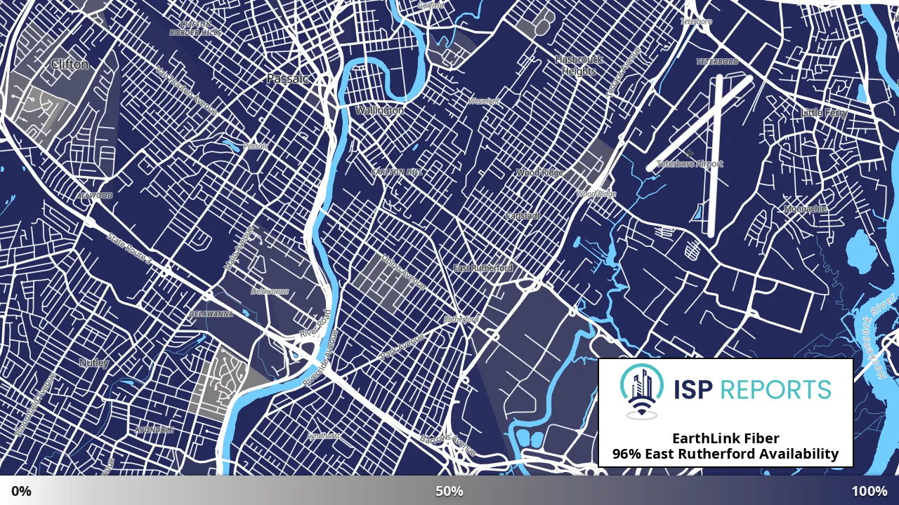 East Rutherford, NJ map of internet availability