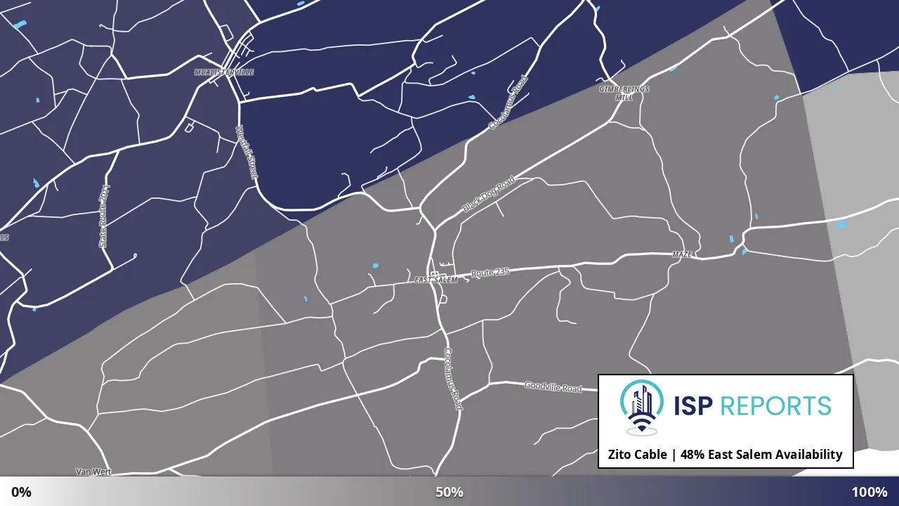 East Salem, PA map of internet availability