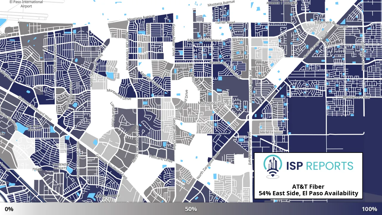 East Side, El Paso, TX map of internet availability