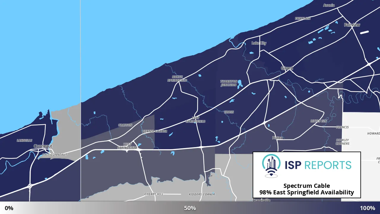 East Springfield, PA map of internet availability