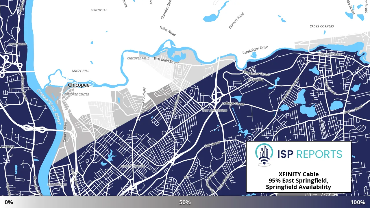 East Springfield, Springfield, MA map of internet availability