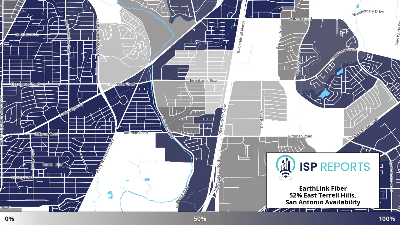 East Terrell Hills, San Antonio, TX map of internet availability
