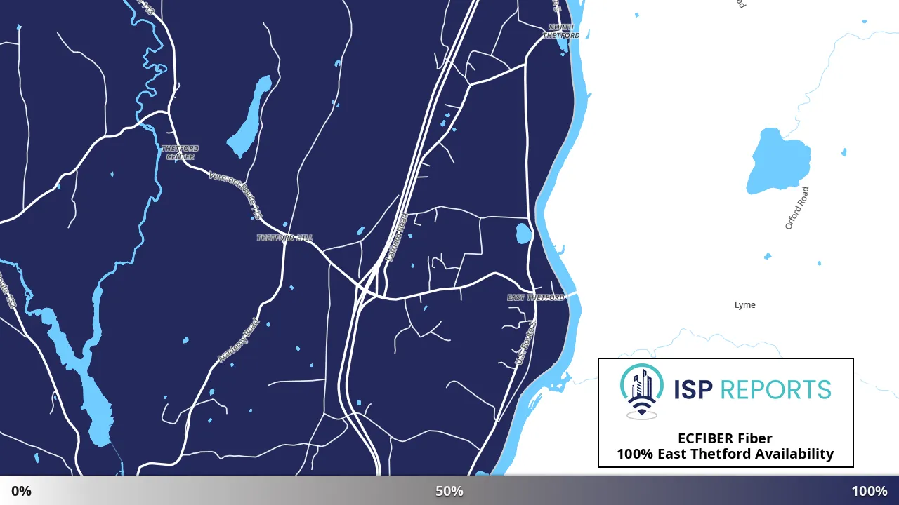 East Thetford, VT map of internet availability