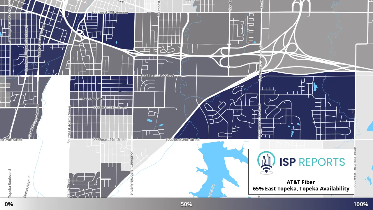 East Topeka, Topeka, KS map of internet availability