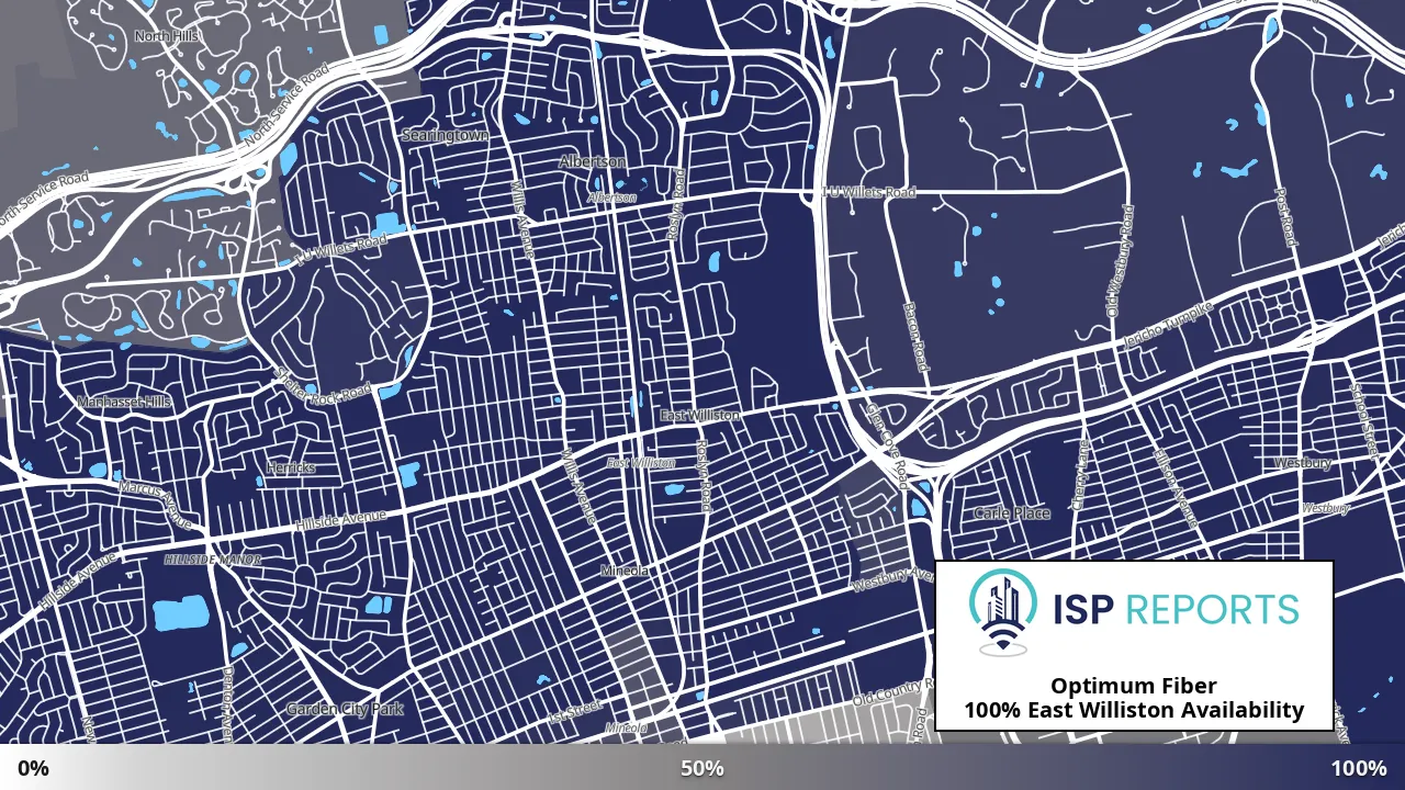 East Williston, NY map of internet availability