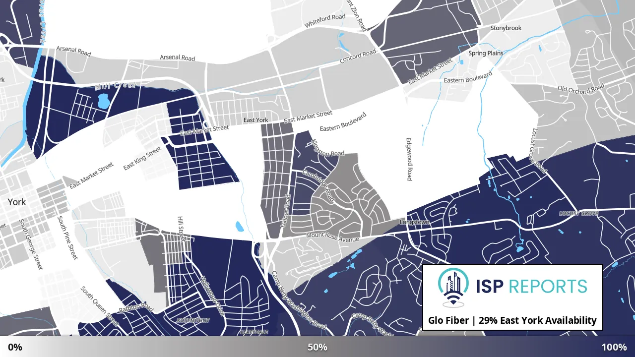 East York, PA map of internet availability