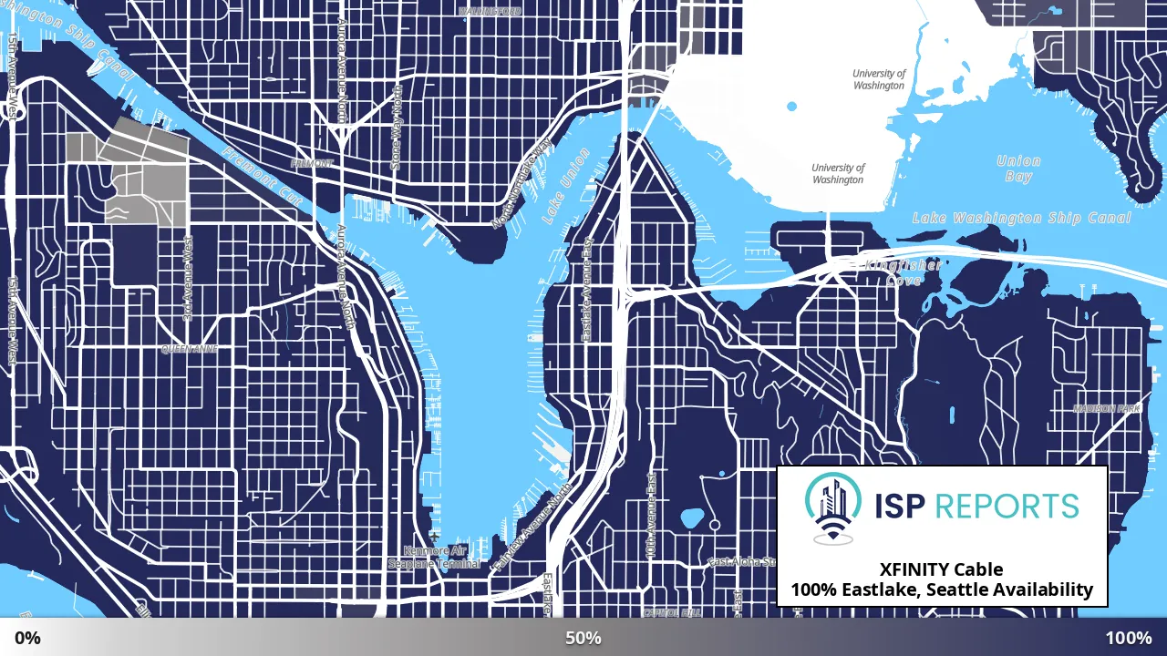 Eastlake, Seattle, WA map of internet availability