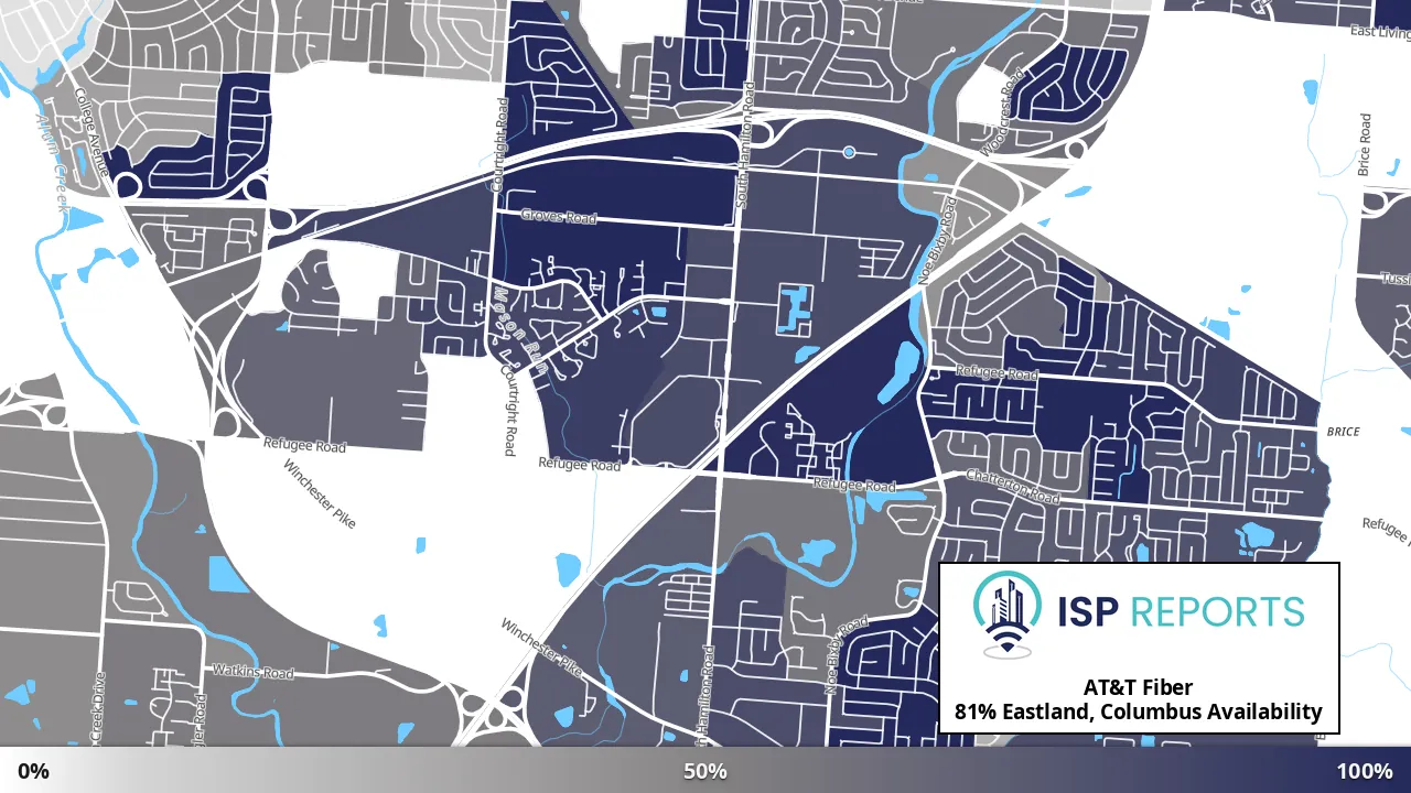Eastland, Columbus, OH map of internet availability