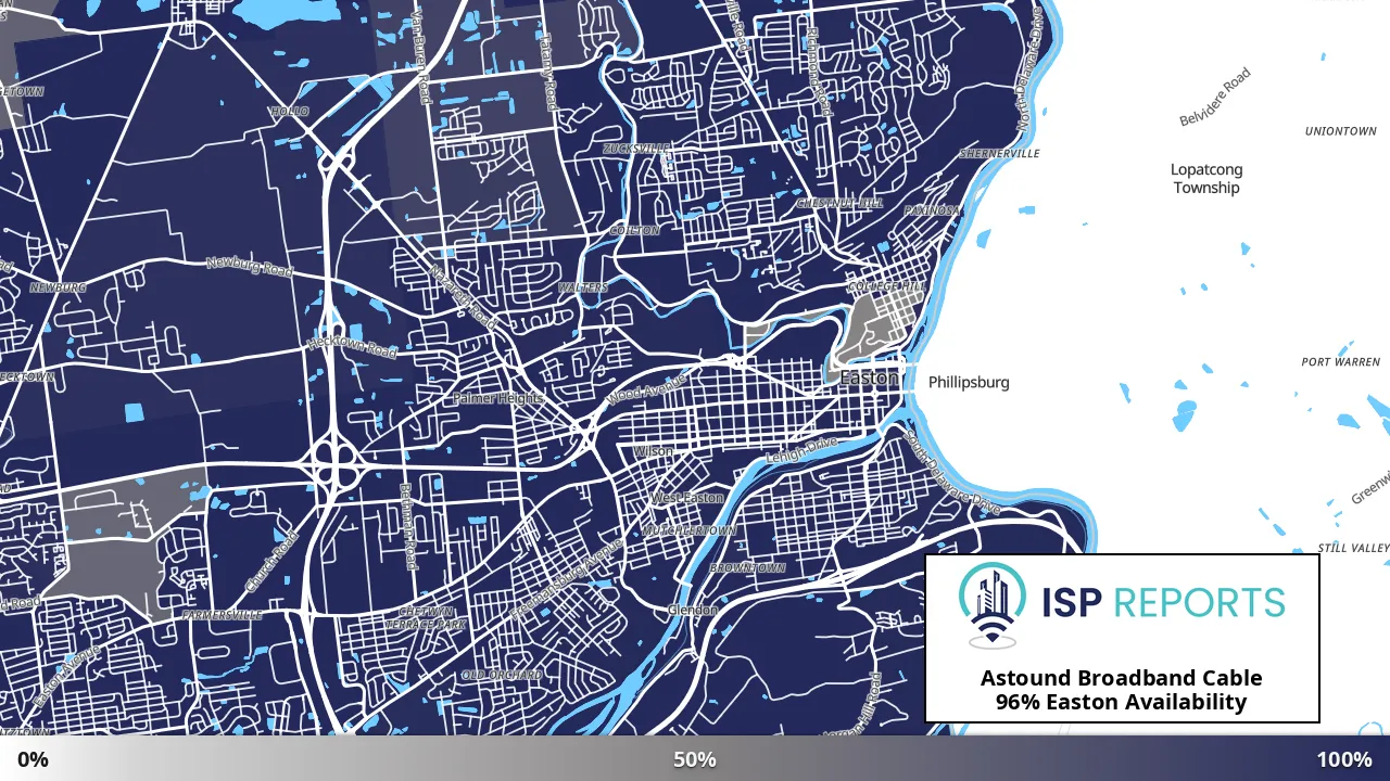 Easton, PA map of internet availability
