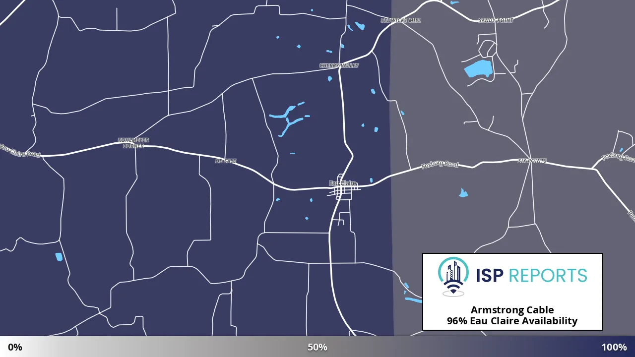 Eau Claire, PA map of internet availability