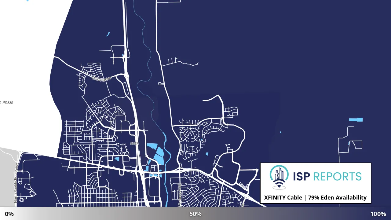 Eden, CO map of internet availability