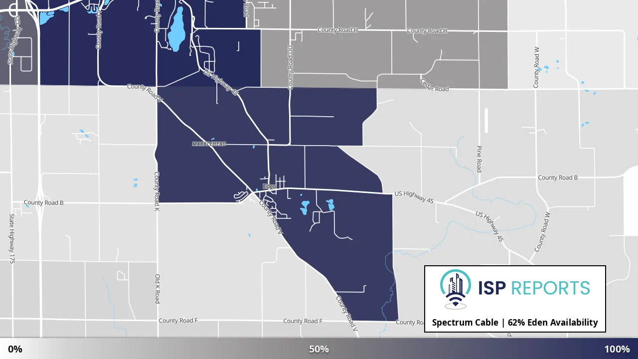 Eden, WI map of internet availability