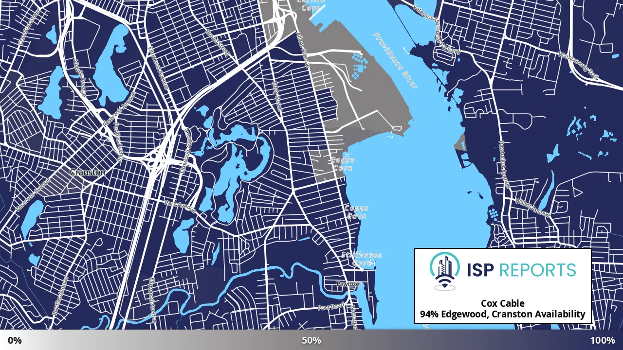Edgewood, Cranston, RI map of internet availability