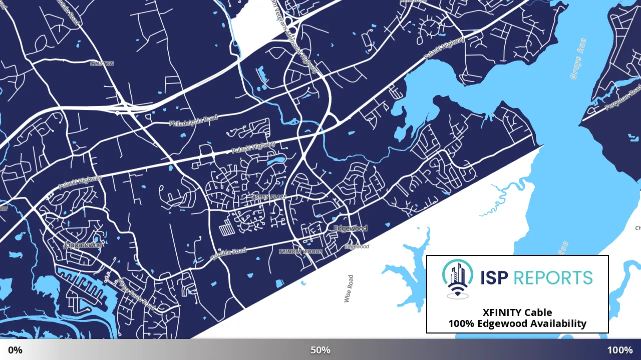 Edgewood, MD map of internet availability