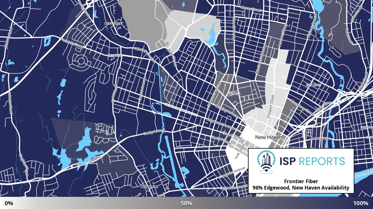 Edgewood, New Haven, CT map of internet availability