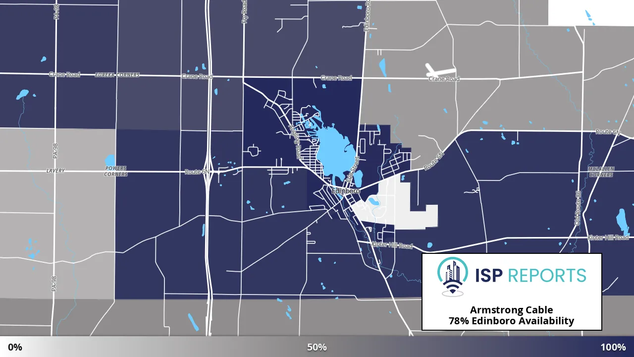 Edinboro, PA map of internet availability