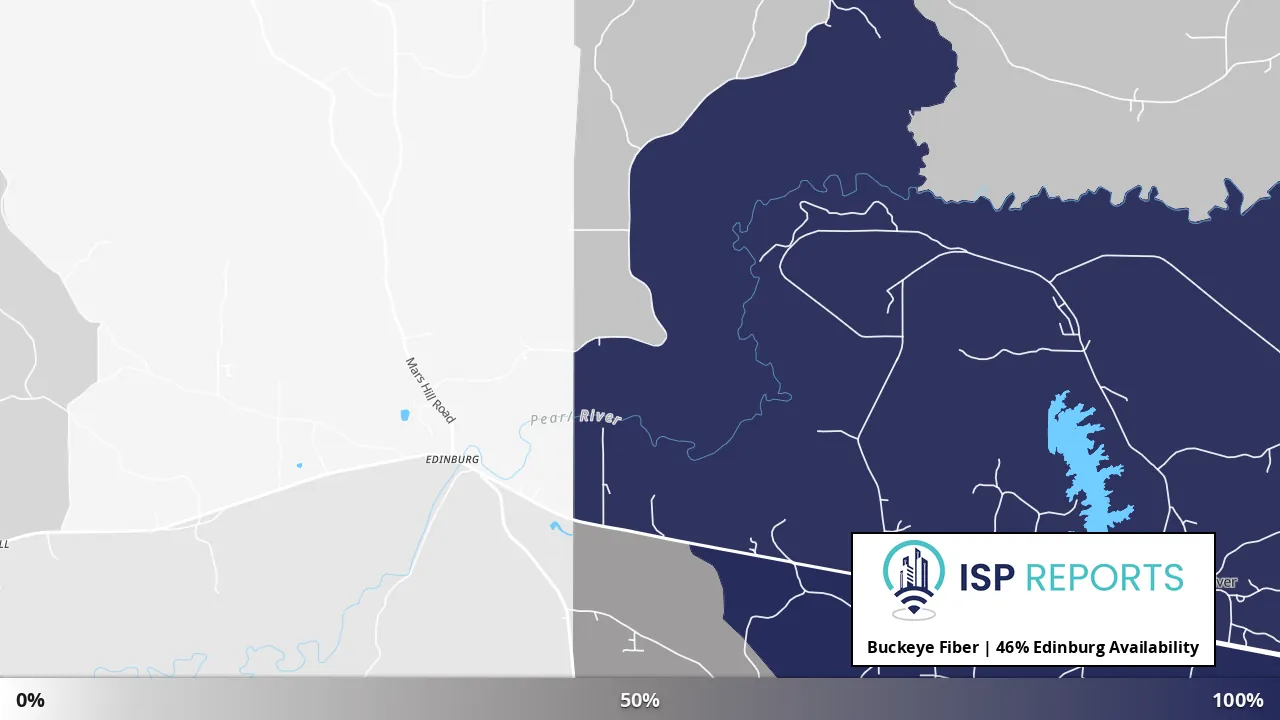 Edinburg, MS map of internet availability